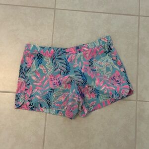 Lilly Pulitzer Pink and Blue Tropical Print Pajama Shorts